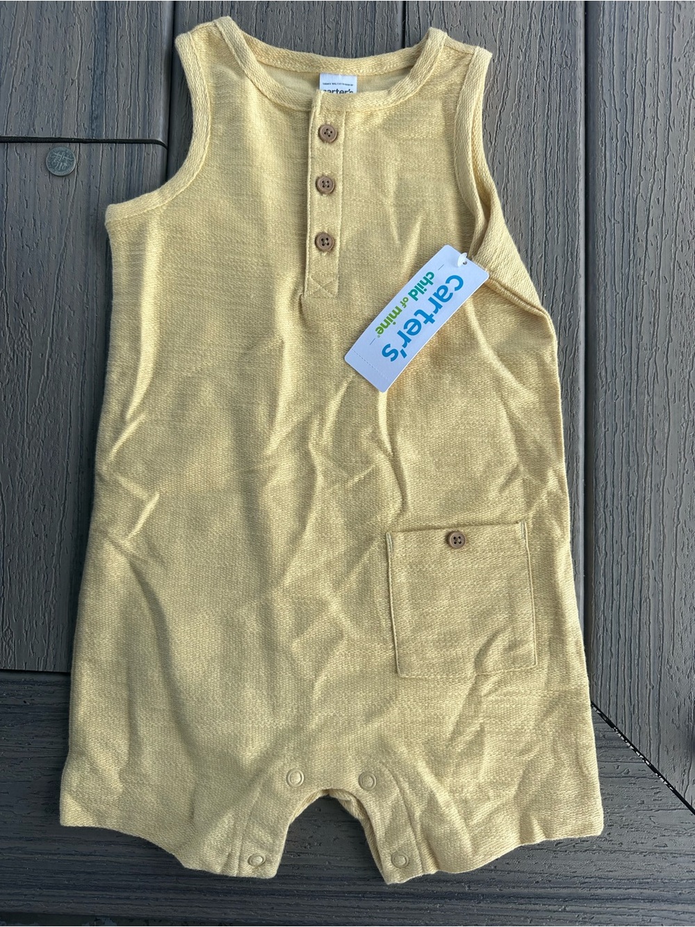 Carter's Sleeveless Yellow Baby Romper with Pocket